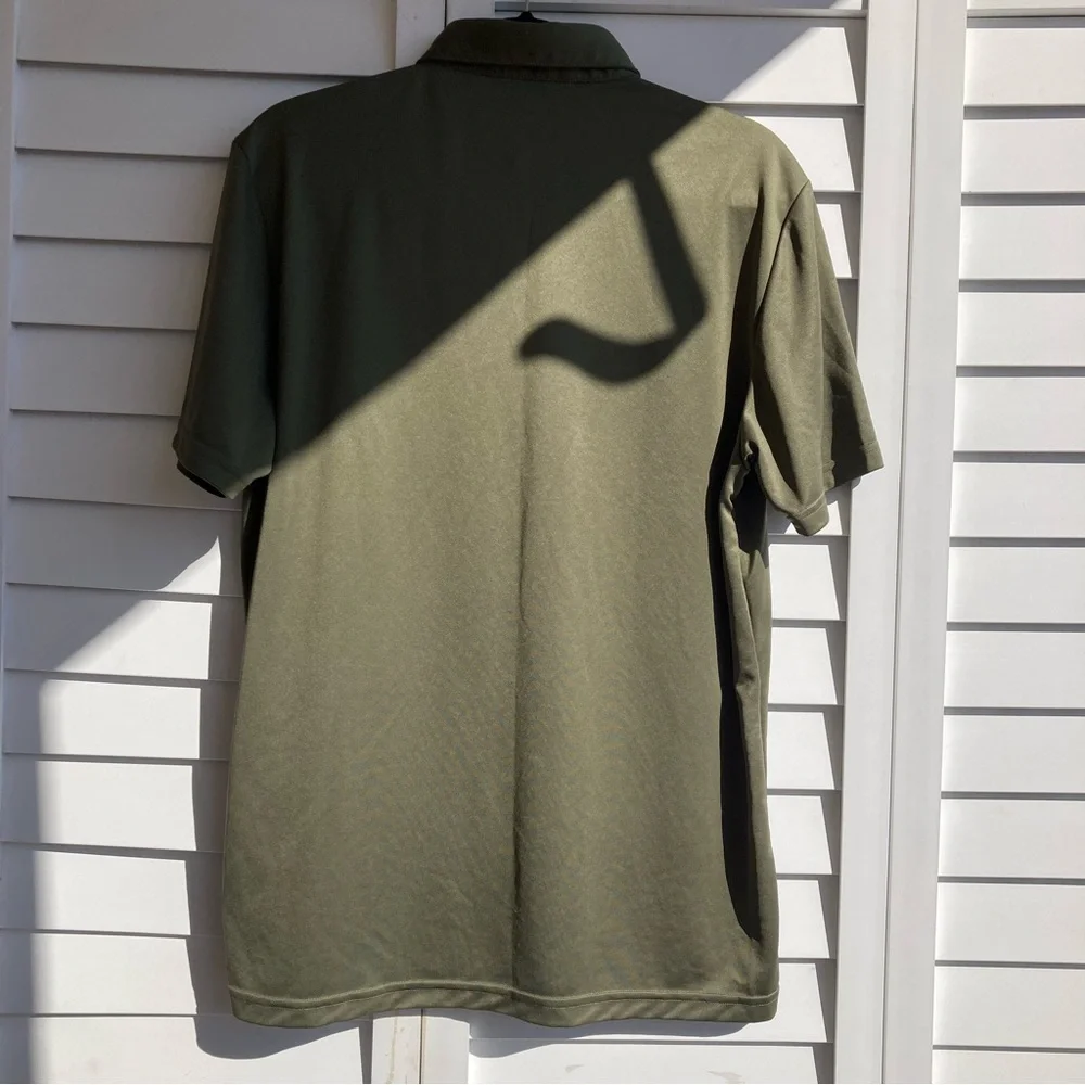 Adidas Olive Strata Chest Print Golf Polo Shirt | Men’s Size M